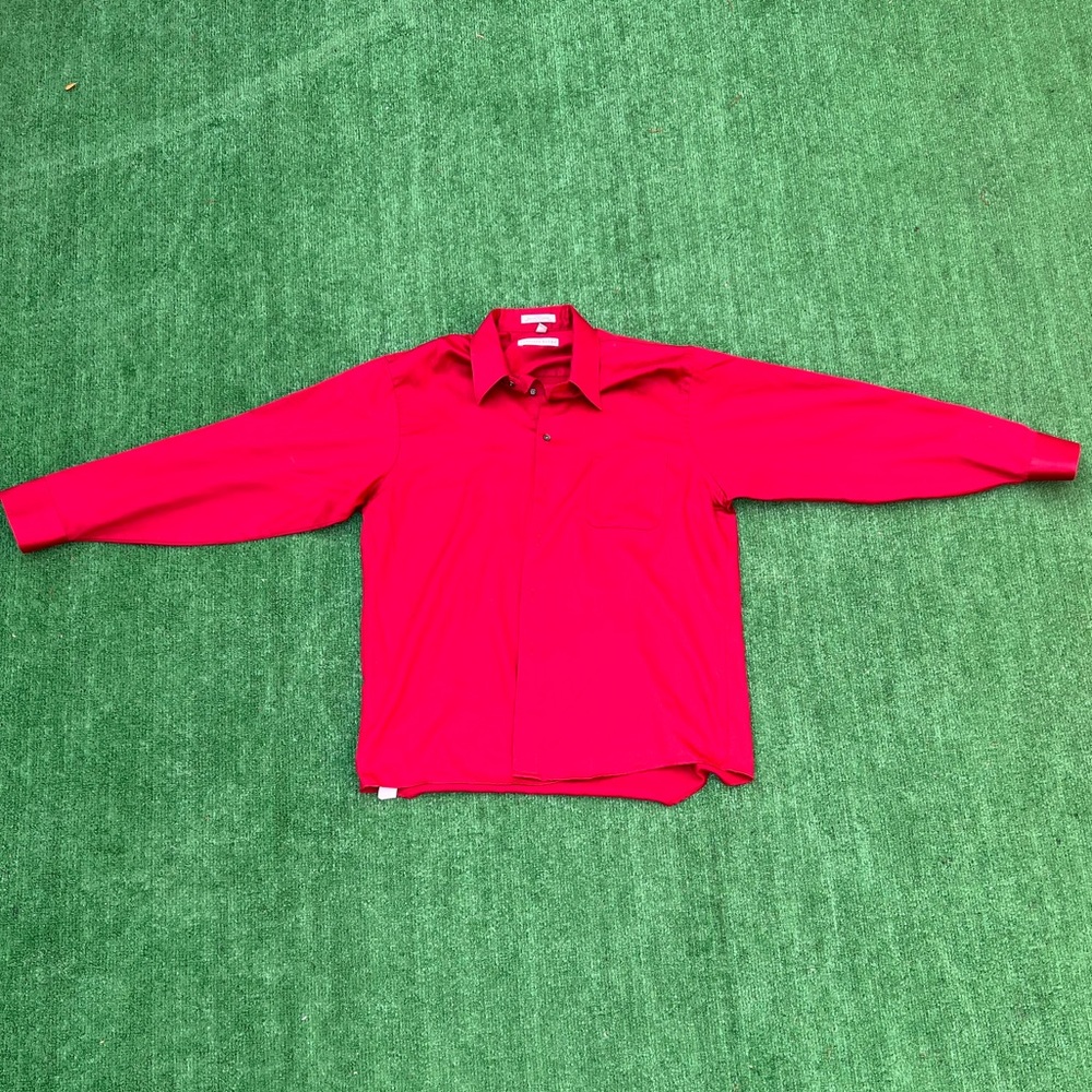 Geoffrey Beene Red Sateen Long Sleeve Dress Shirt